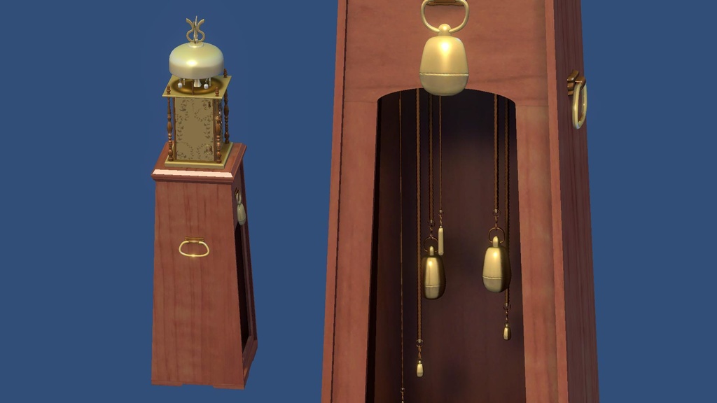 【3Dモデル】二挺天符式和時計(VRChat/Unitypackage/Unity/FBX)