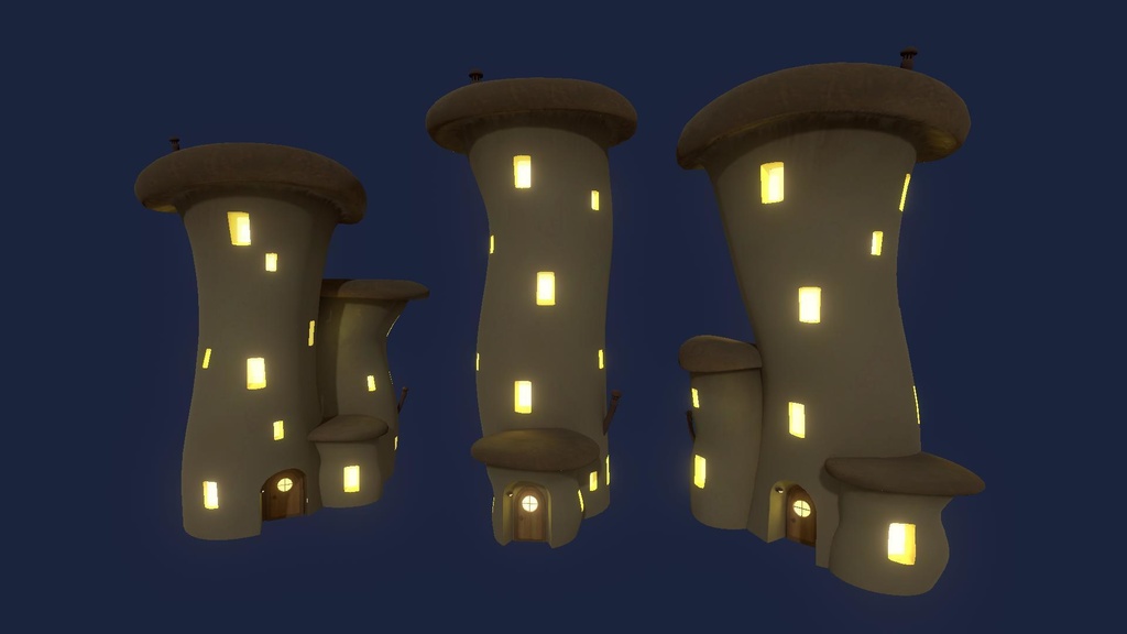 キノコハウス(3D/VRChat/Unity/UnityPackage/FBX)