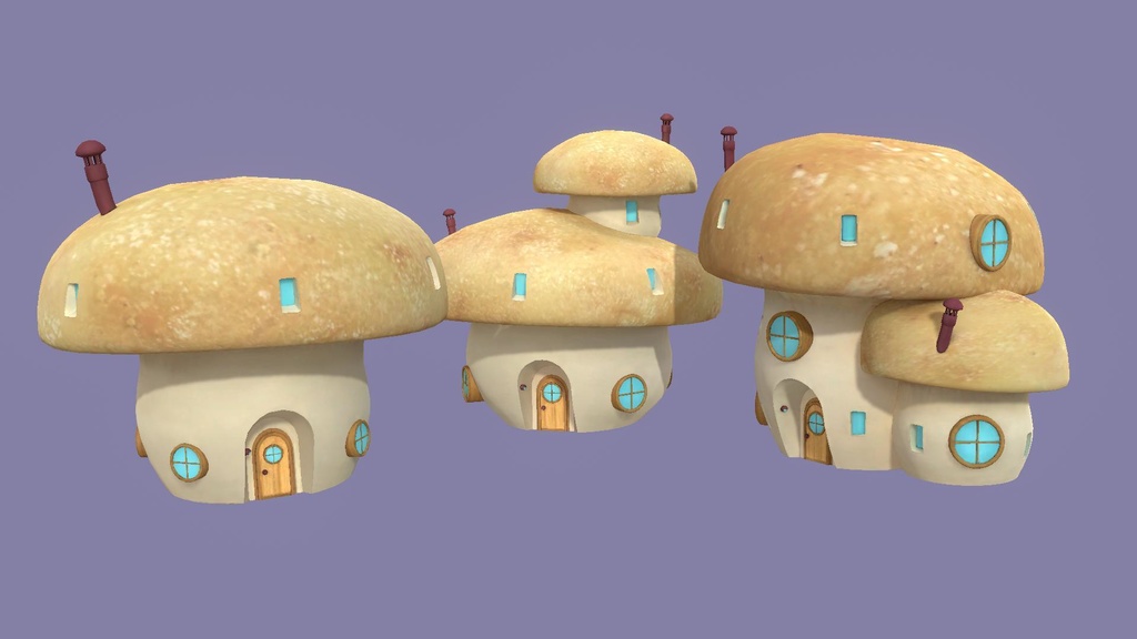 キノコハウス(3D/VRChat/Unity/UnityPackage/FBX)
