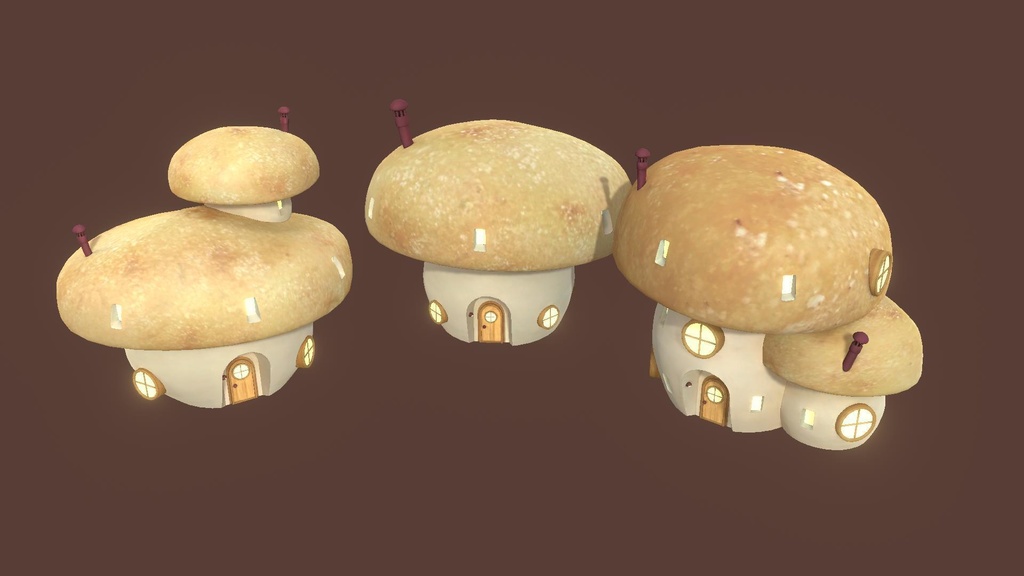 キノコハウス(3D/VRChat/Unity/UnityPackage/FBX)