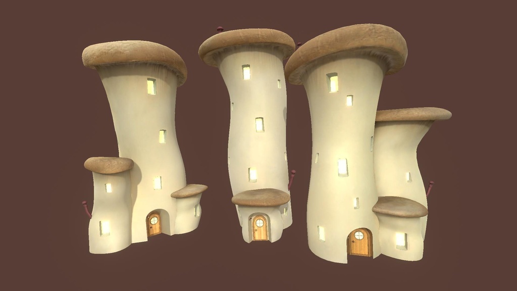 キノコハウス(3D/VRChat/Unity/UnityPackage/FBX)