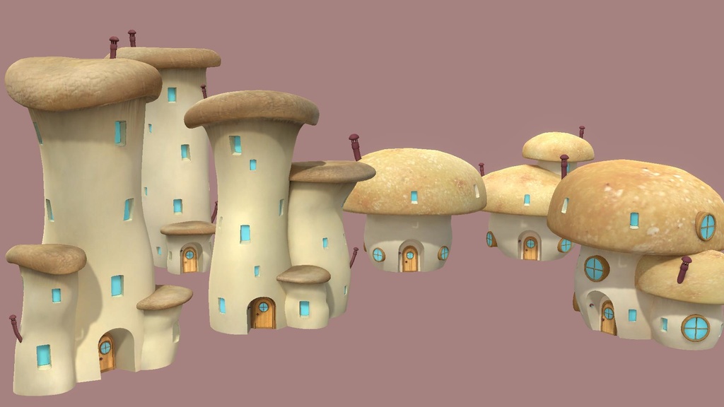 キノコハウス(3D/VRChat/Unity/UnityPackage/FBX)