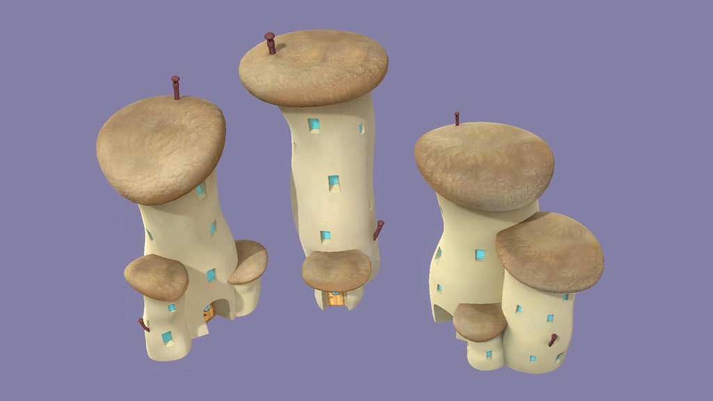 キノコハウス(3D/VRChat/Unity/UnityPackage/FBX)