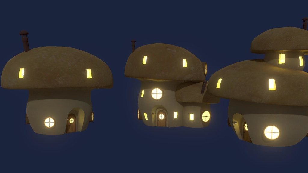 キノコハウス(3D/VRChat/Unity/UnityPackage/FBX)