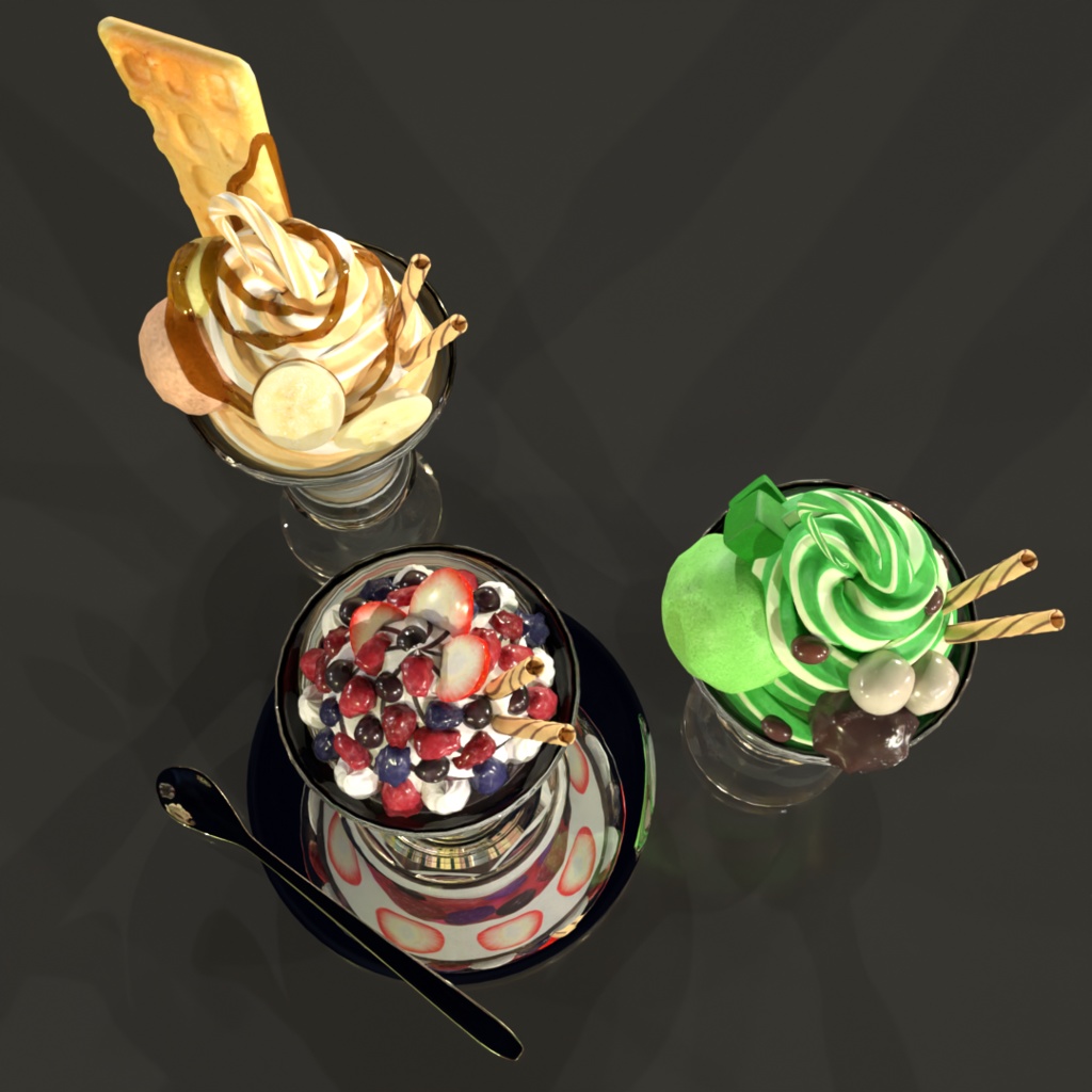 3Dパフェセットpart2(ベリー・抹茶・キャラメル)