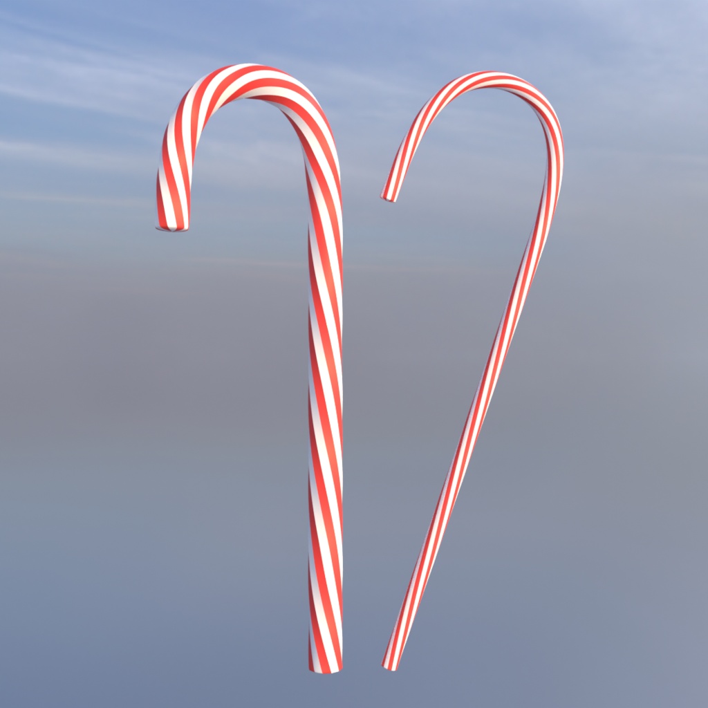 3Dキャンディケイン2種類(FBX/UnityPackage/VRChat)