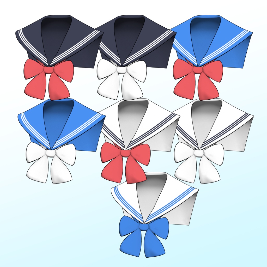 3Dセーラーカラー(リボン型B/可動/7色)