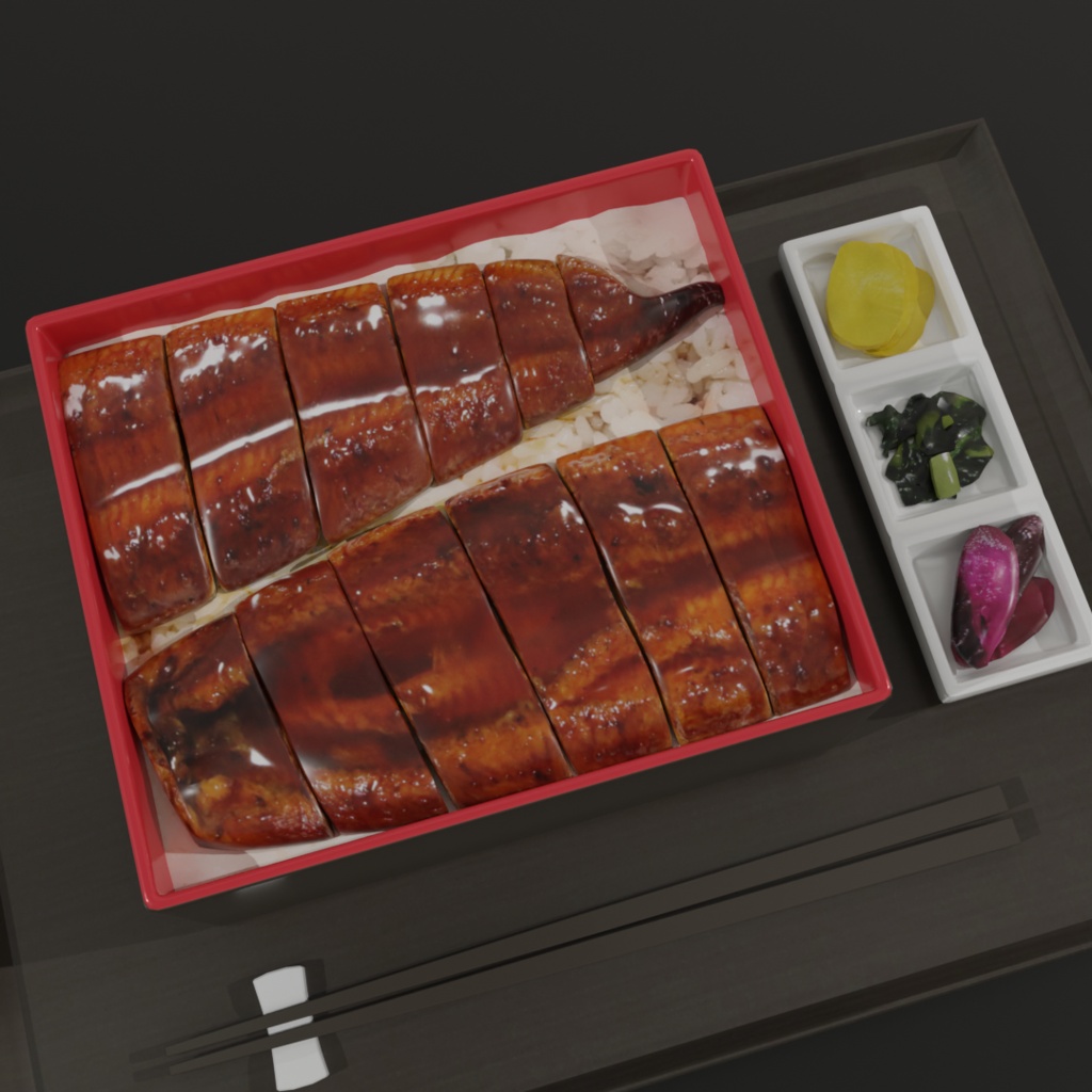 【割引中】3D国産うな重（12切れ/漬物３種／FBX）