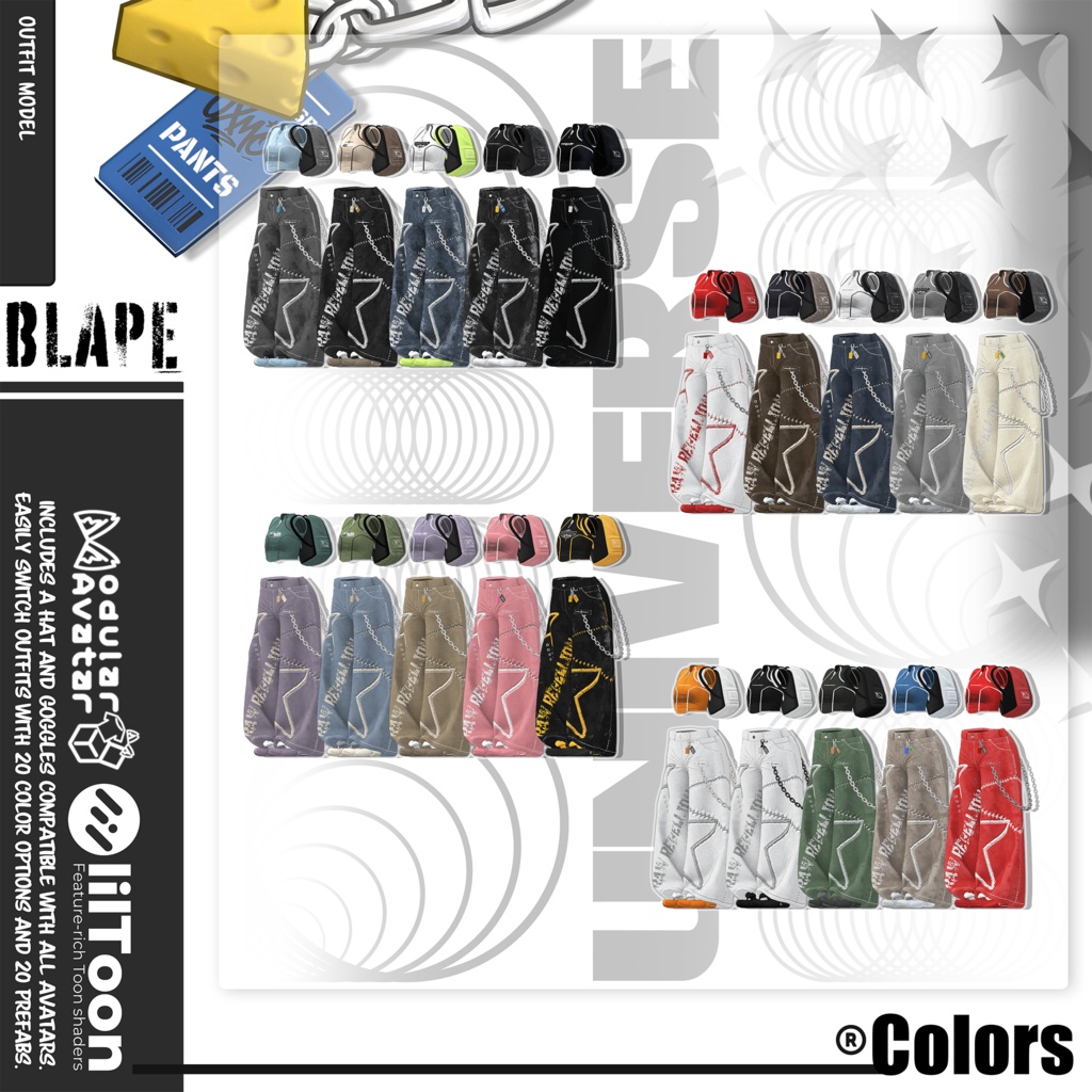 [12avatars] BLAPE Y2K ST Cloth - VRC / colors Pick 20🎨 缩略图 12