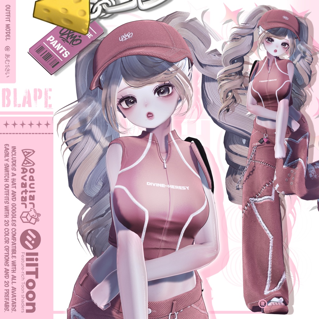 [12avatars] BLAPE Y2K ST Cloth - VRC / colors Pick 20🎨