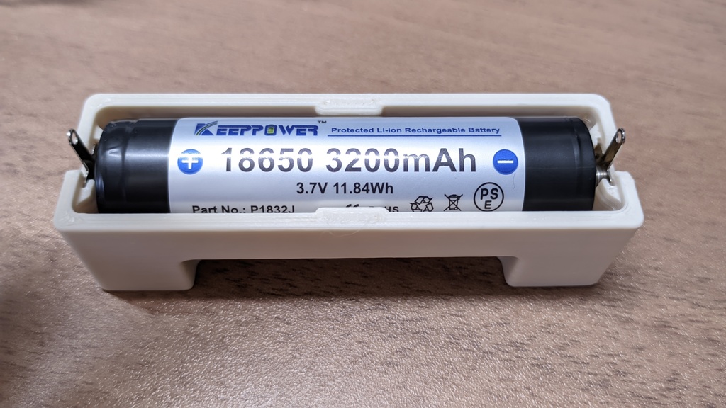 保護回路付18650 Li-ion電池用電池ホルダー (3Dデータ)