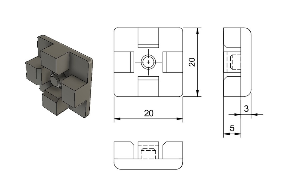 SUS 20x20 アルミフレーム(FS-20)用 エンドキャップ