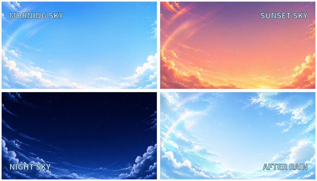 空と雲の配信者素材セット FULL EDITION|週間予定表12種・活動アイコン48種・PowerPoint編集対応