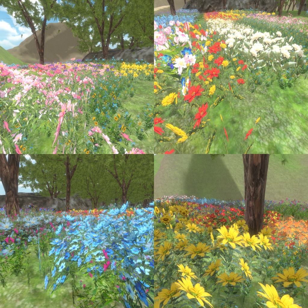 VRChat向けワールド『地形5種セット+花』