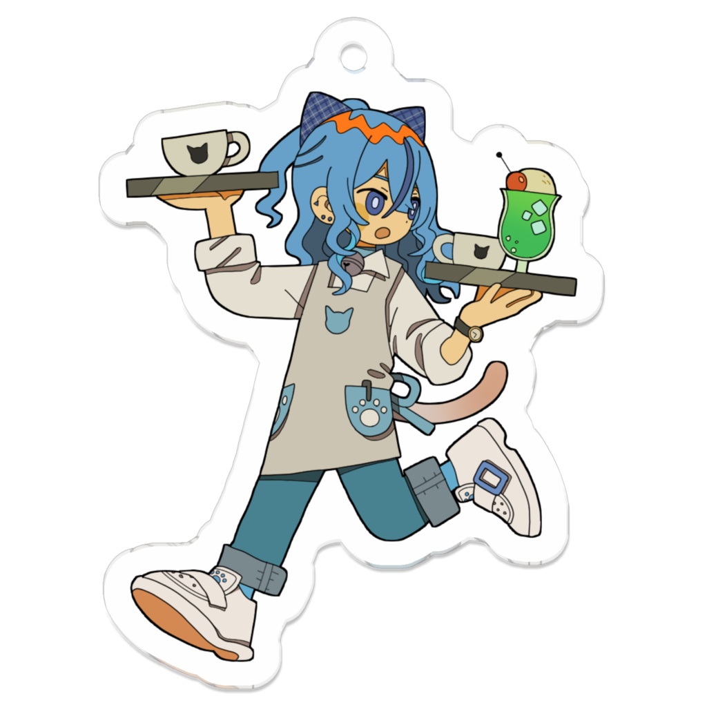 【コーティング】アクリルキーホルダー（カフェ）