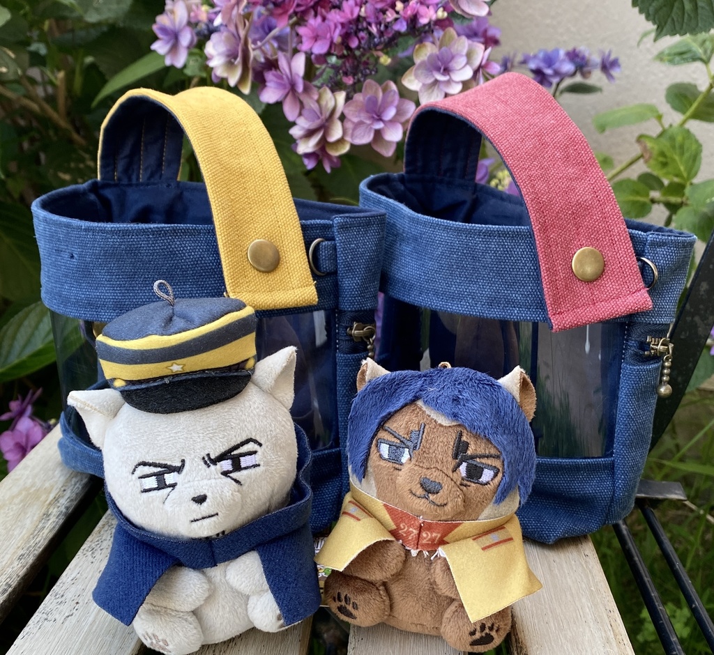 クリア窓付き、ぬいとおでかけバッグ（ファスナーポケット付き）