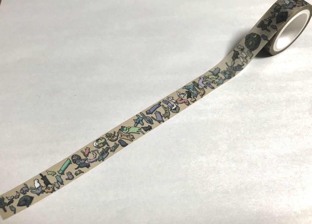 猫だらけマスキングテープ 青