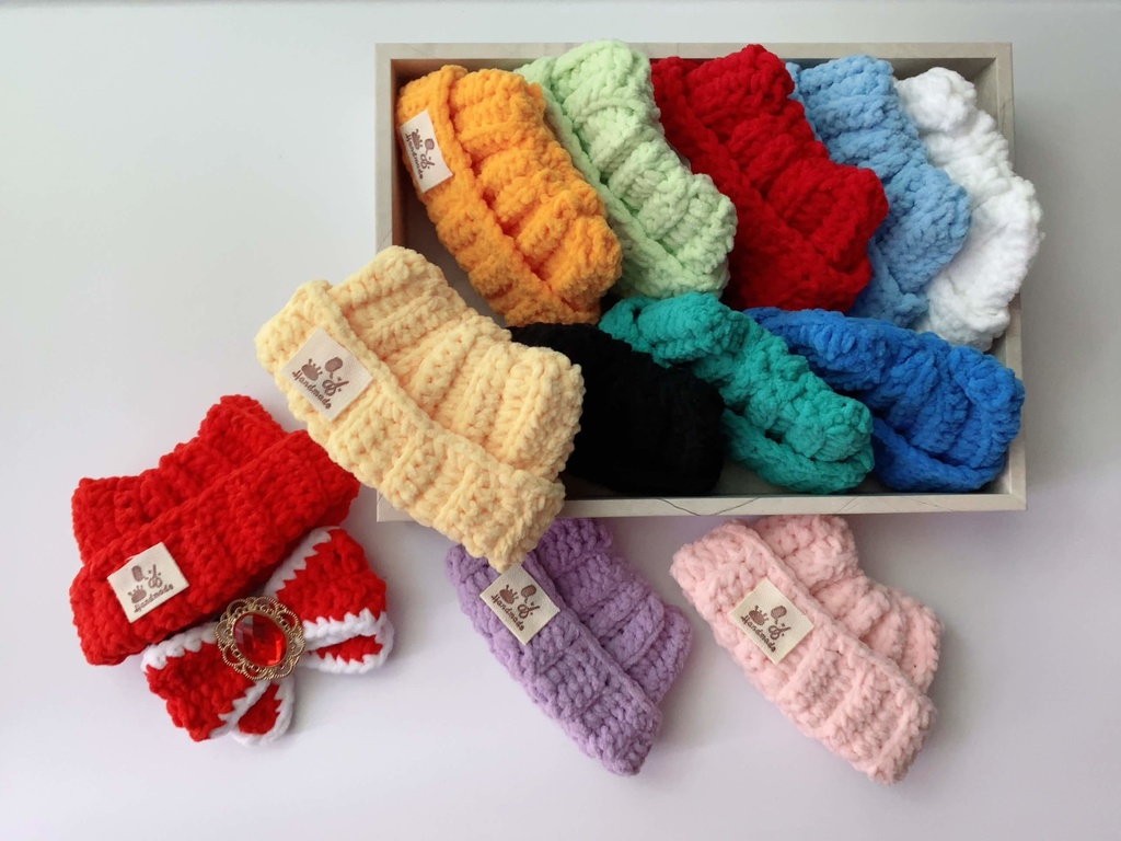 リボン＆ネコ耳風ニット帽(にじぱぺサイズ)