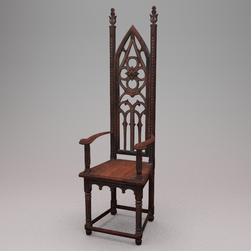 【3D】ハイバックなアンティークチェア