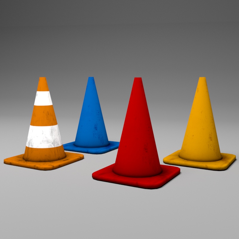 【3Dモデル】カラーコーン色違い４種