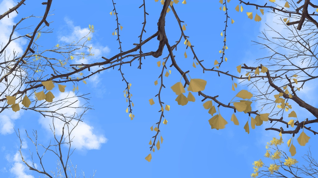 見上げてイチョウを眺める