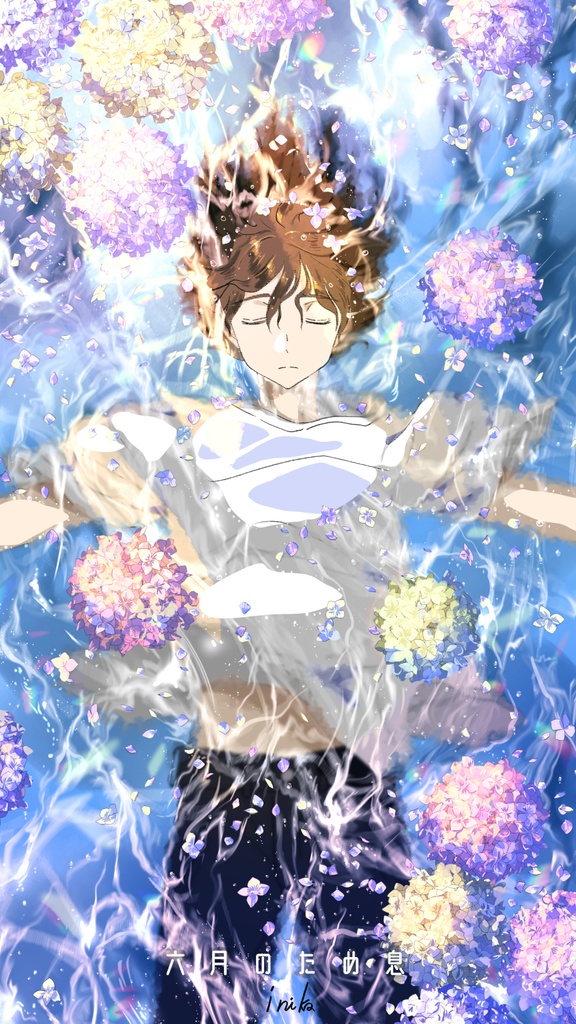 水に浮かぶ紫陽花