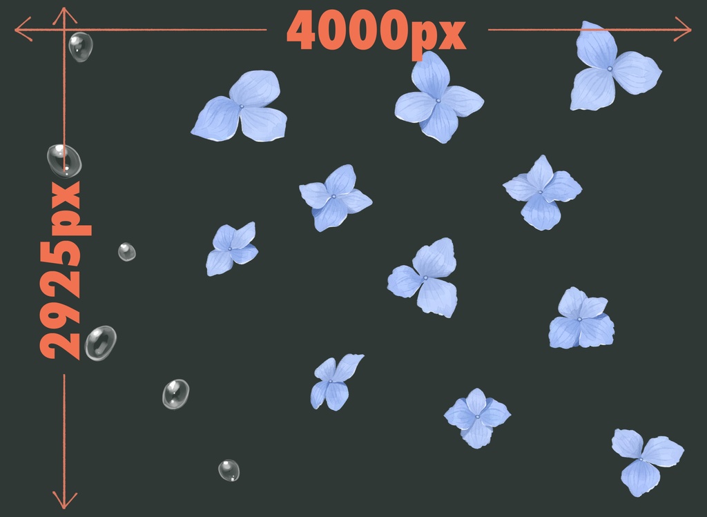 紫陽花の小さな花単体＋おまけ水滴【透過png】