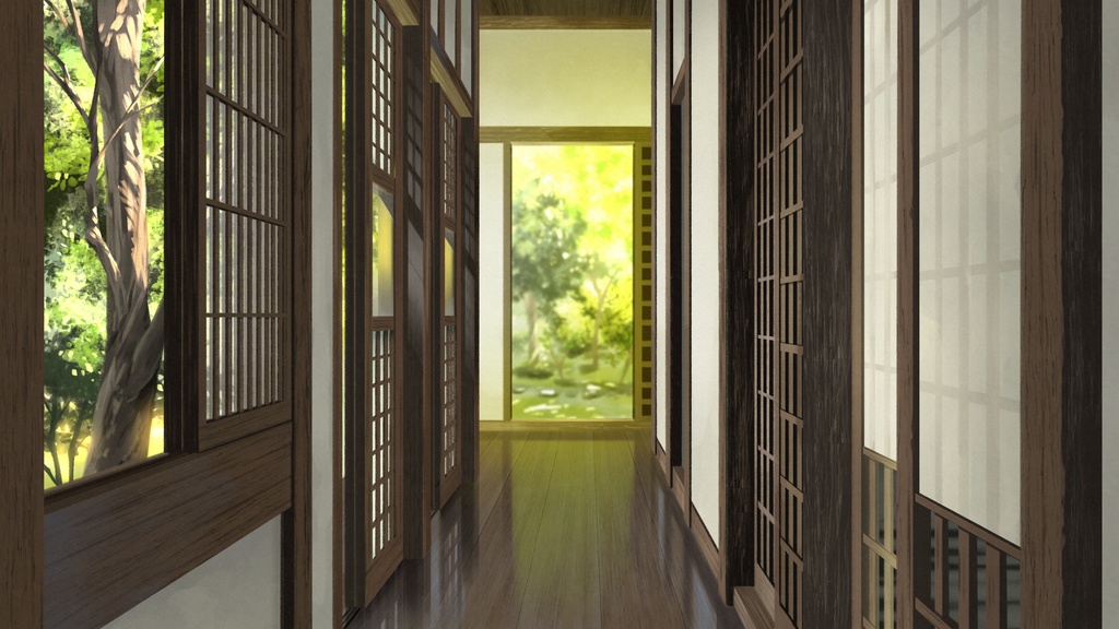 日本家屋の開放的な廊下