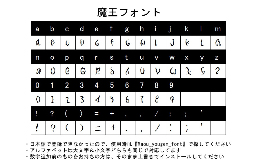 【素材】魔王フォント(改)【無料&投げ銭】