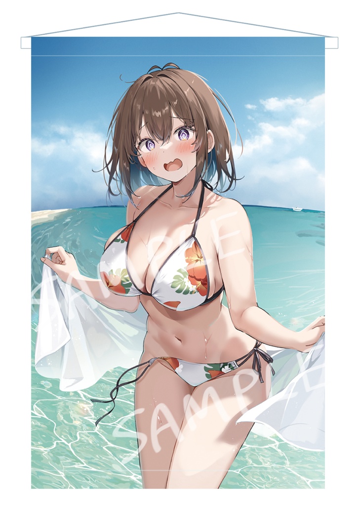 【C107新作】「トロピカル水着はわわちゃん」B2Wスエードタペストリー(組み立て式)