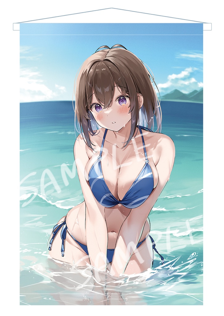 【C107 新作】「ストライプ水着はわわちゃん」B2Wスエードタペストリー(組み立て式)