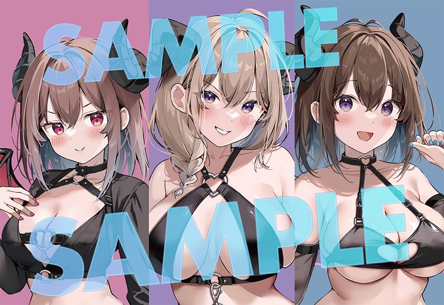【C108】サキュバスビッグアクスタ3体セットおまけ付き!(はわわちゃん+いもーとちゃん+お母様)