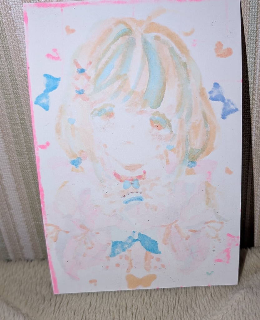 「ゆめかわ少女のオリジナルイラスト、出品中♡ ほっぺムニッポーズが可愛いコピック原画♡♡♡