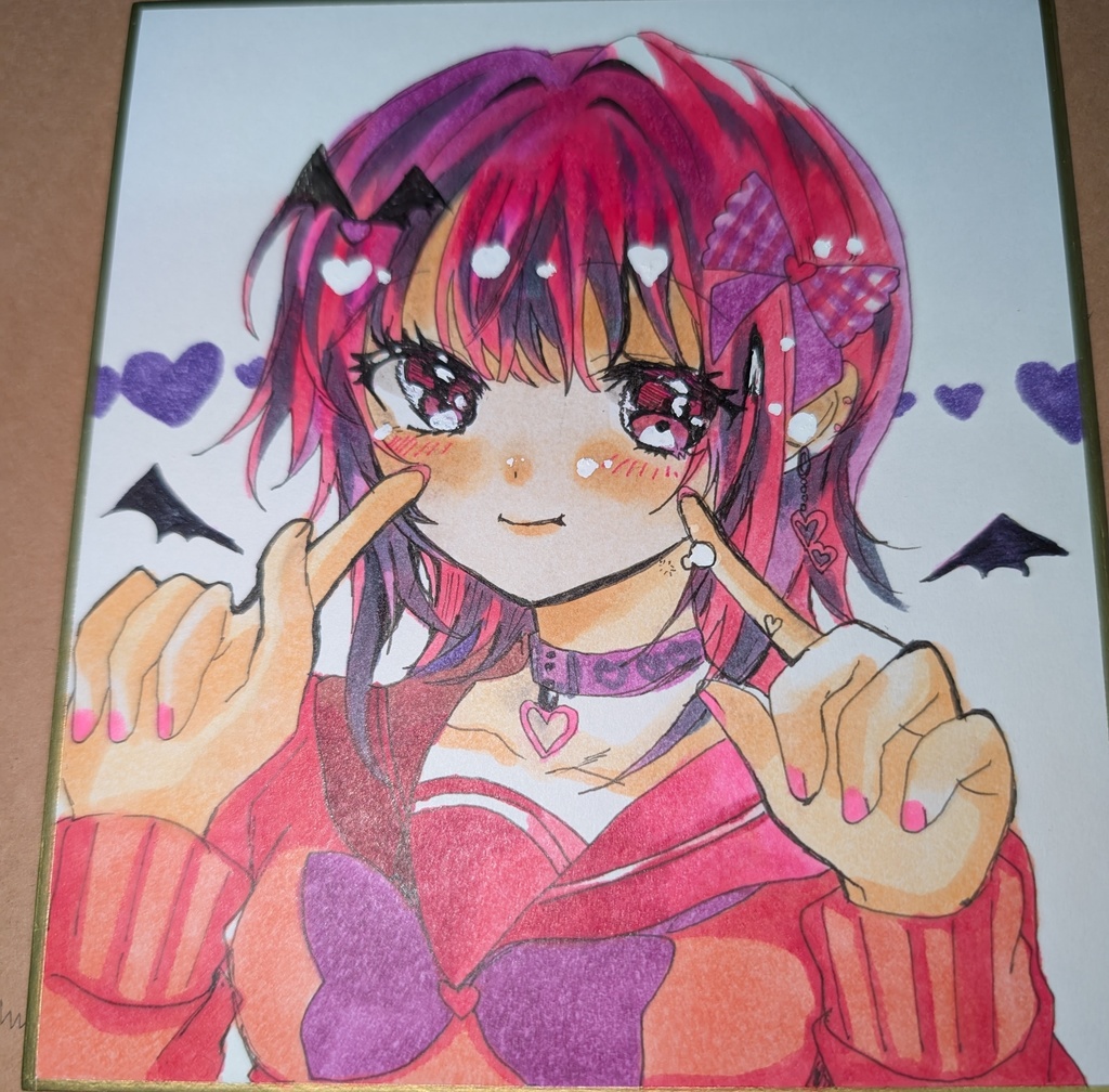 【原画】小悪魔ちゃん♡ 人差し指ポーズ 水彩アナログ一点もの