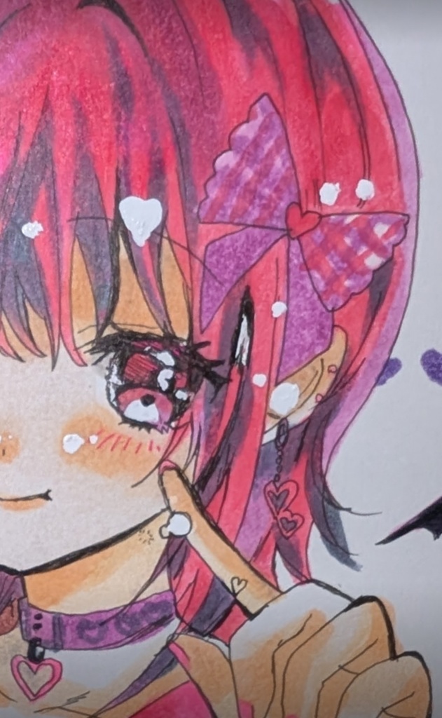 【原画】小悪魔ちゃん♡ 人差し指ポーズ 水彩アナログ一点もの