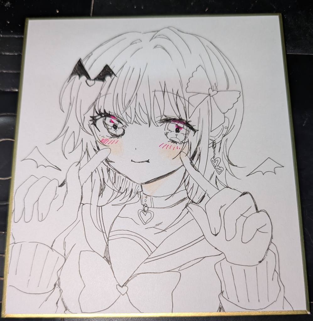 【原画】小悪魔ちゃん♡ 人差し指ポーズ 水彩アナログ一点もの