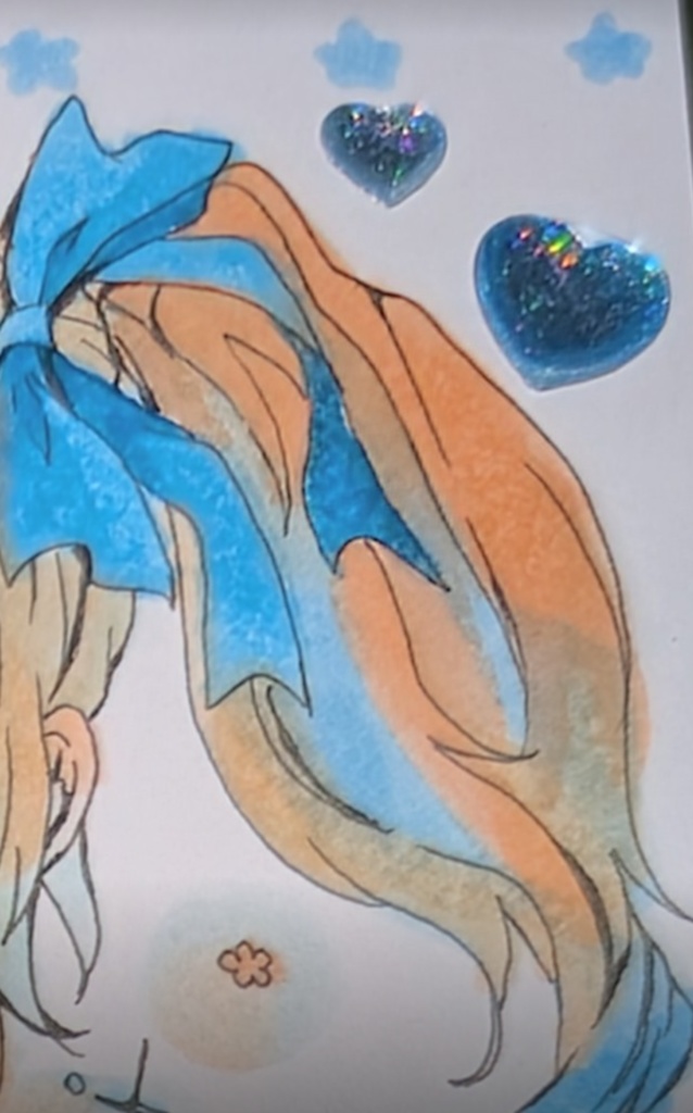 天使ちゃんのぬくもり♡ くまちゃんとキラキラハート リメイク原画 / 寸松庵色紙♡♡♡