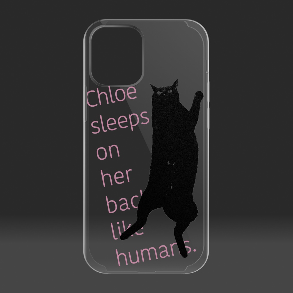 黒猫クロエ 人のように仰向けで寝るiPhone12ケース