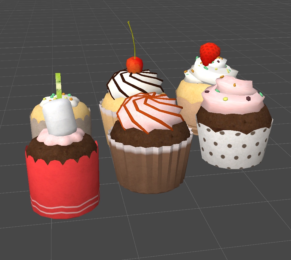 【3Dモデル】カップケーキ6種 + トッピング等小物27点