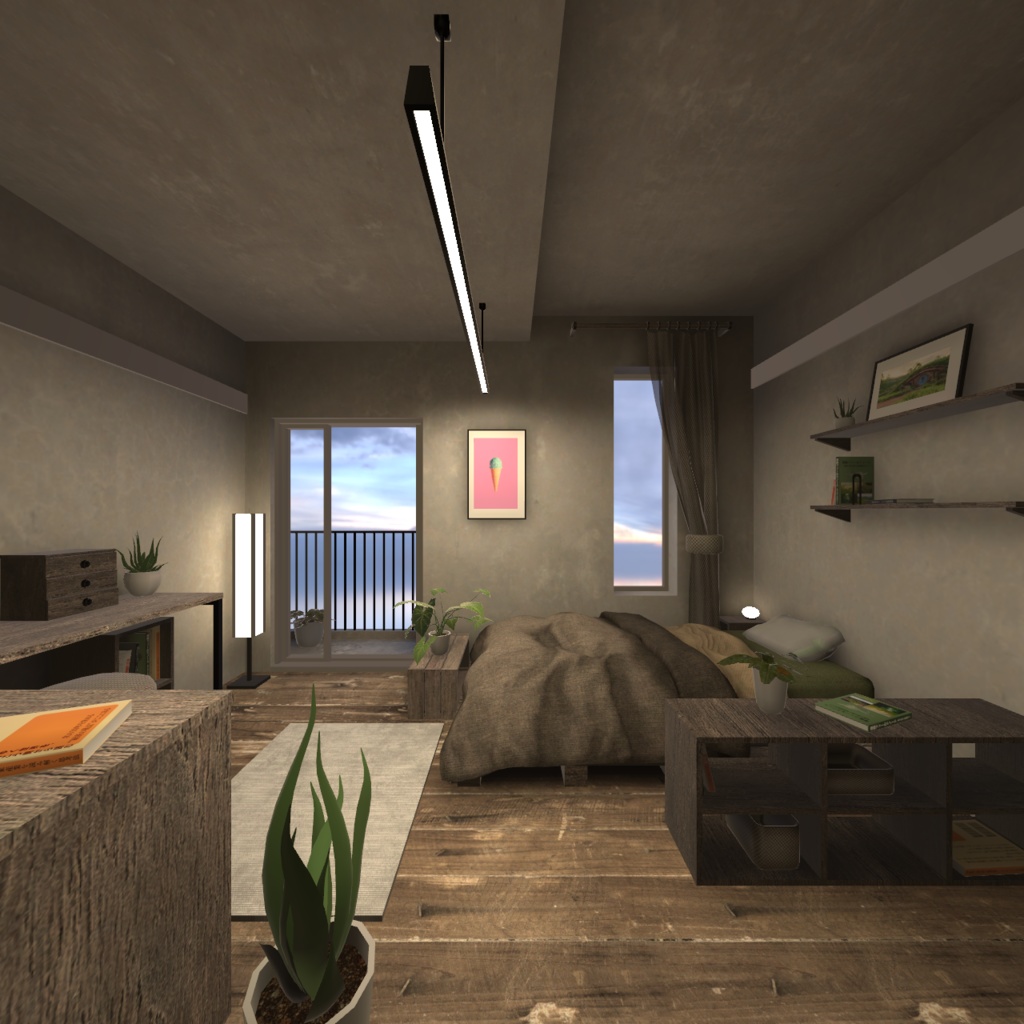 【3D背景】小さなバルコニーのあるお部屋【Unity】