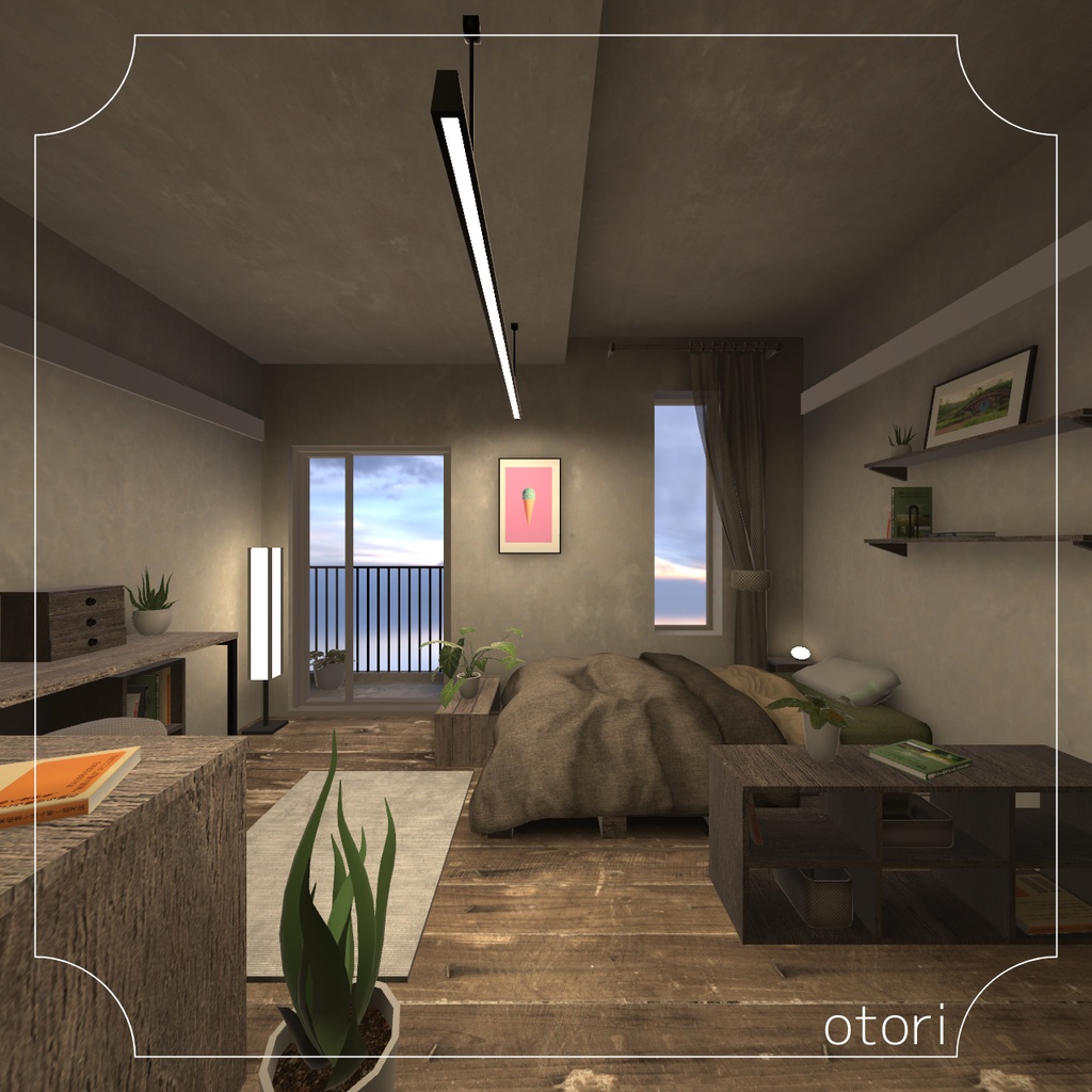 【3D背景】小さなバルコニーのあるお部屋【Unity】