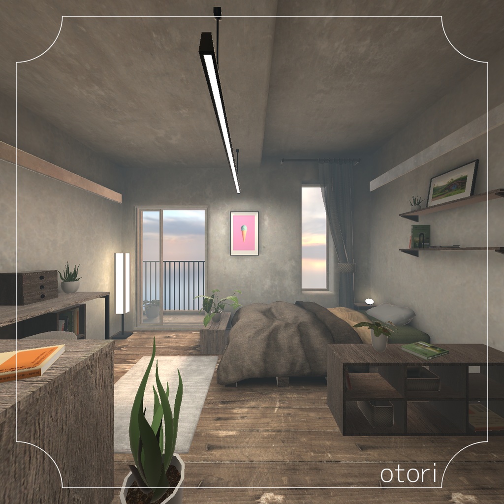 【3D背景】小さなバルコニーのあるお部屋【Unity】