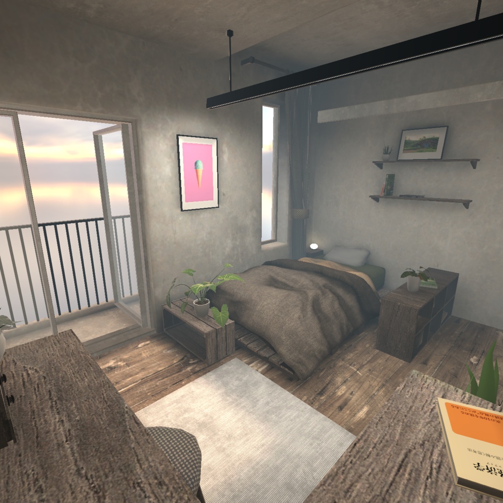 【3D背景】小さなバルコニーのあるお部屋【Unity】