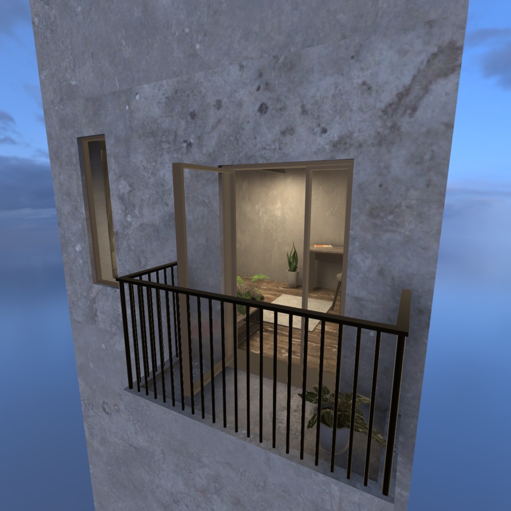 【3D背景】小さなバルコニーのあるお部屋【Unity】