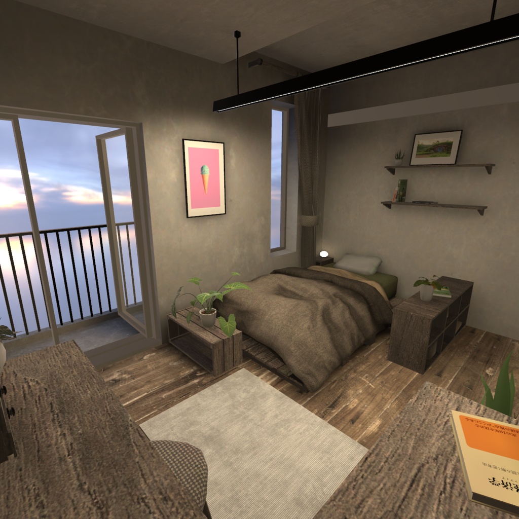 【3D背景】小さなバルコニーのあるお部屋【Unity】