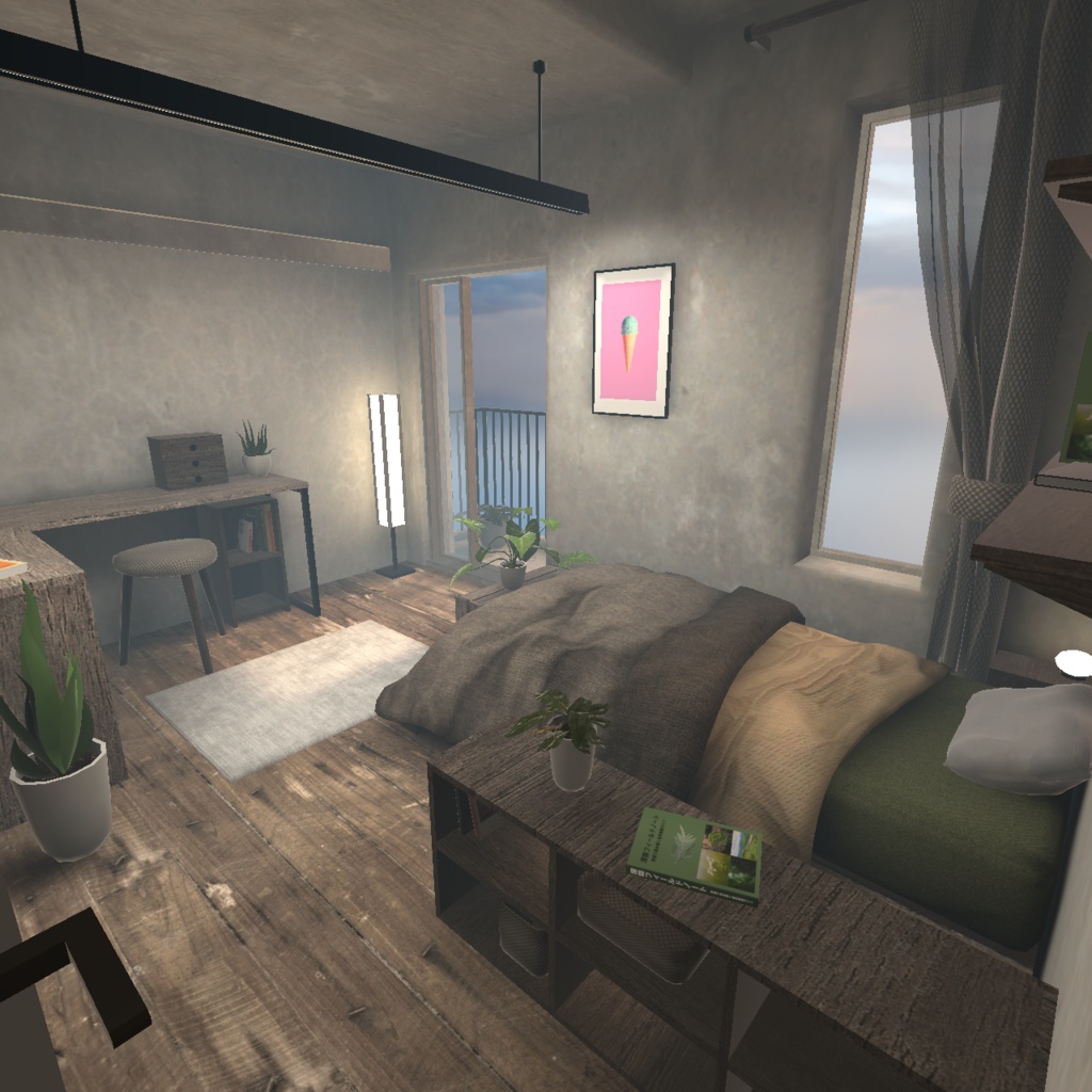 【3D背景】小さなバルコニーのあるお部屋【Unity】