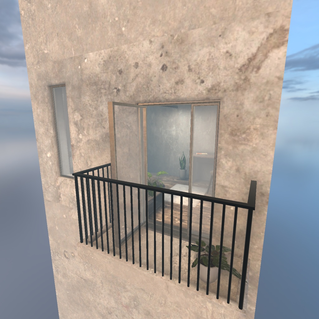 【3D背景】小さなバルコニーのあるお部屋【Unity】