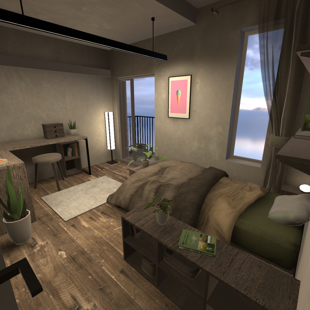 【3D背景】小さなバルコニーのあるお部屋【Unity】