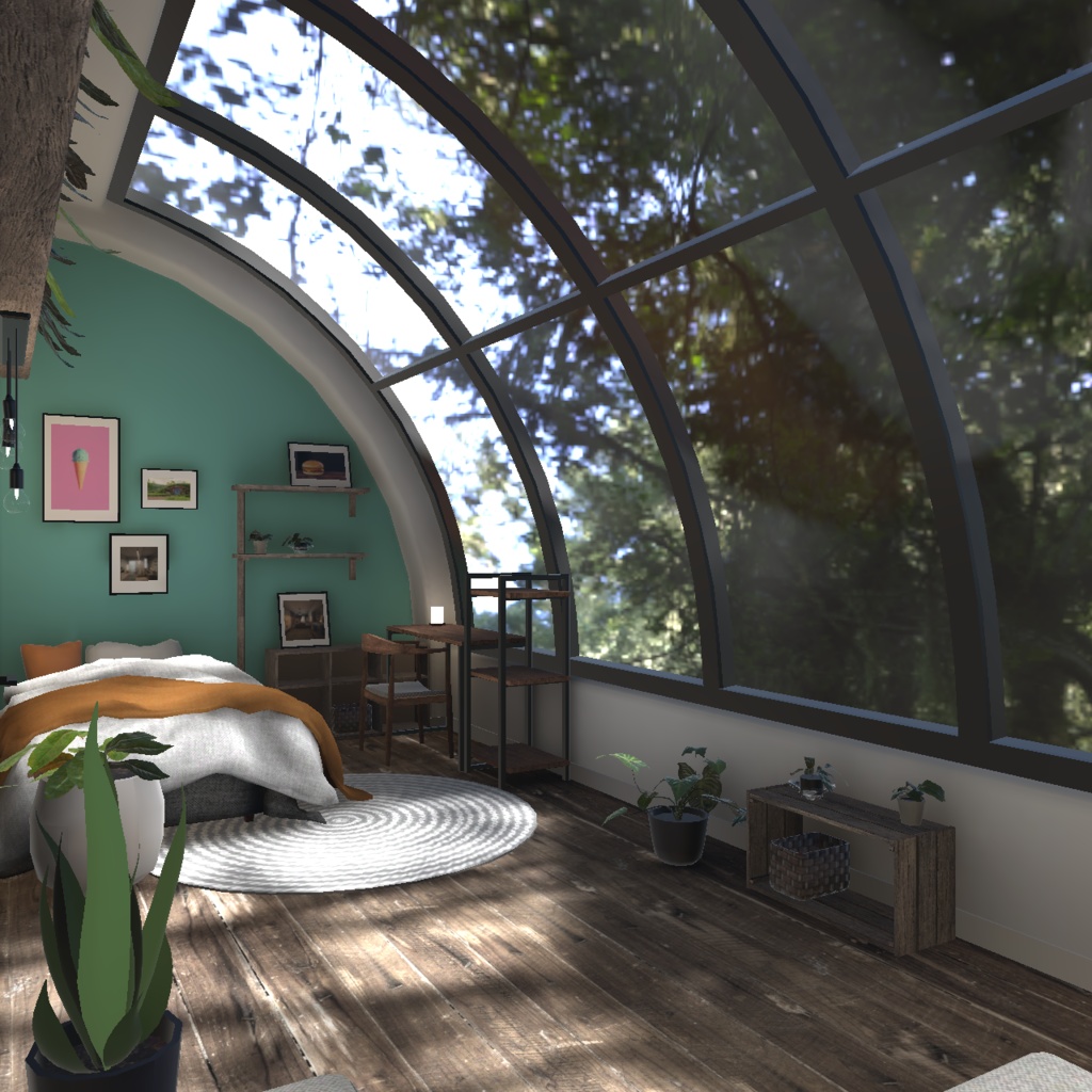 【3D背景】緑とアーチ窓のお部屋【Unity】