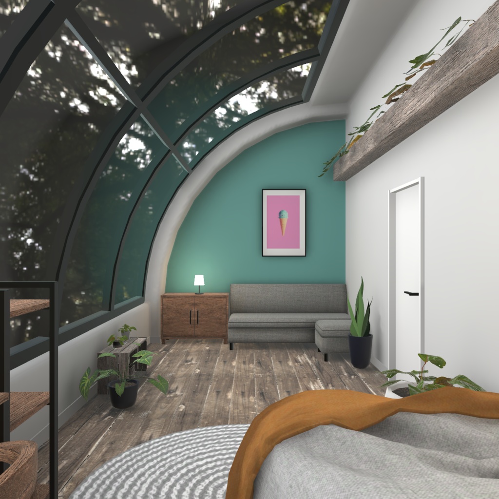 【3D背景】緑とアーチ窓のお部屋【Unity】